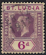 ST LUCIA 1912 KGV 6d Dull Purple & Bright Purple SG84 Used - Ste Lucie (...-1978)