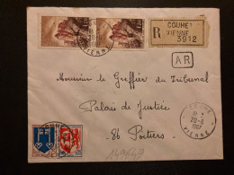 LR AR TP CHATEAU DE JOUX 1,30 Paire + MONT DE MARSAN 0,25 + AUCH 0,05 OBL.20-6 1967 COUHE VIENNE (86) - 1961-....