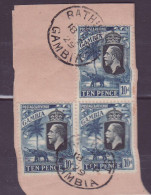 Gambia SG 133 10d Elephant Value 3 Stamps On Part Of Cover Bathurst 1929 Cds Rare - Gambia (...-1964)