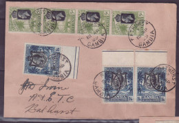 Gambia Strop Of 5d Value. Pair Of 1/2 And Olo 1/6 Value On Large Part Of Cover Bathurst 1929 Cancell Rare Elephant - Gambia (...-1964)