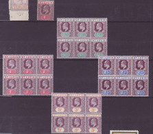 St Lucia 1d & 4 Blocks Of 4 Mnh ** Except 2 Very Light Hinges Traces On 3 Stamps (2 1/2d And One 3d Values) Superb - St.Lucia (...-1978)