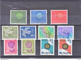 RFA 1960-1962, 1964, 1967 EUROPA Yvert 210-212 + 239-240 + 255-256 + 313-314 +398-399 Oblitérés Cote : 4,85 Euros - Used Stamps