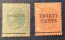 Straits Settlements 1891 SG 86-87w Both VERY RARE INVERTED WMK, XF Mint L.H* (Malaya Malaysia Queen Victoria Singapore - Straits Settlements