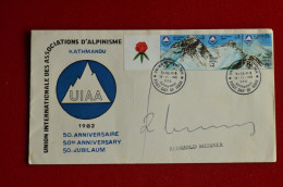 Signed R. Messner SP FDC Everest Lhotse Nuptse UIAA Golden Jubilee Mountaineering Himalaya Escalade Alpinisme - Sportivo