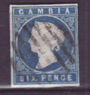 Gambia SG8 6d Blue With Seven Bar Cancellation Late Usage As Bar Cancellations Used Later Rare - Gambie (...-1964)