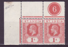 St Lucia SG76 1s Orange Brown Corner Pair With Control 6 Mnh ** Superb - St.Lucia (...-1978)