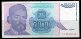 Yugoslavia 1993 Banknote 50000 Dinara P-90b, Printed By Zavod Za Izradu Novčanica I Kovanog, Belgrade F Circulated - Yougoslavie