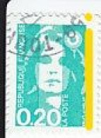 Variété Avec Bande De Phosphore à Cheval, Sur Timbre Vert Oblitéré Marianne De BRIAT N°2618 - 1989-1996 Bicentenial Marianne