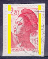 Variété Avec 2 Bandes De Phosphore à Cheval, Sur Timbre 2,20Fr Rouge LIBERTE Oblitéré N°2376 - 1982-1990 Liberté (Gandon)