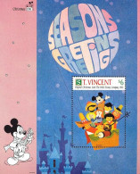 MWD-BK6-360-3 MINT PF/MNH ¤ ST VINCENT 1991 BLOCK  ¤ THE WORLD OF WALT DISNEY - CHRISTMAS LETTERS - Disney