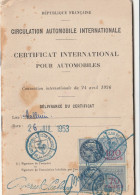 CERTIFICAT INTERNATIONAL POUR AUTOMOBILES  AVEC TIMBRE FISCAL A  100 FRANCS ET  70 FRANCS ROUBAIX - Colecciones