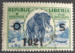 Liberia 1921 Service Official Elephant Surchargé OS 1921 Yvert 132 O Used - Elefanti