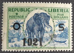 Liberia 1921 Service Official Elephant Surchargé OS 1921 Yvert 132 O Used - Liberia