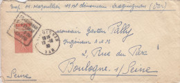 Timbre SEMEUSE N° 199 50c Rouge, Avec Bande Pub Supérieure SPHERE Sur Lettre - Andere & Zonder Classificatie