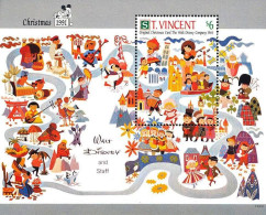 MWD-BK6-360-2 MINT PF/MNH ¤ ST VINCENT 1991 BLOCK  ¤ THE WORLD OF WALT DISNEY - CHRISTMAS LETTERS - Disney