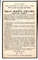 Soeur Marie Célina ( Marha Théry , Elverdinghe 1895 , Couvent D'Ellezelles 1943 , Religieuse De La Visitation De Celles - Décès