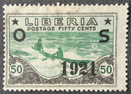 Liberia 1921 Service Official Bateau Pirogue Boat Surchargé OS 1921 Yvert 128 O Used - Bateaux