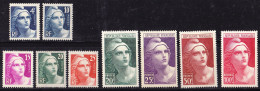 FRANCE Timbres NEUFS** Série GANDON N° 725 à 733 - 1945-54 Marianne De Gandon