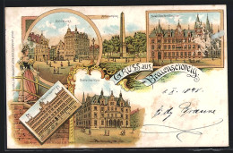 Lithographie Braunschweig, Deutsches Haus, Kohlmarkt  - Braunschweig