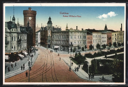 AK Cottbus, Kaiser-Wilhelm-Platz Mit Strassenbahnlinie  - Cottbus