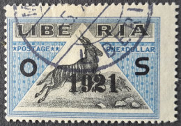 Liberia 1921 Service Official Animal Antilope Antelope Surchargé OS 1921 Yvert 130 O Used - Liberia