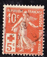 FRANCE Timbre Oblitéré N° 147, Semeuse Rouge 10c + 5c Rouge Au Profit De La Croix Rouge - Used Stamps