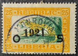 Liberia 1921 Service Official Animal Panthere Surchargé OS 1921 Yvert 126 O Used - Big Cats (cats Of Prey)