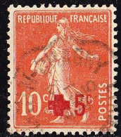 FRANCE Timbre Oblitéré N° 146, Semeuse Fond Plein 10c + 5c Rouge Au Profit De La Croix Rouge - Used Stamps