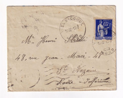 Lettre 1938 Vieux-Condé Nord Type Paix 65 Centimes Saint-Nazaire Loire Inférieure Saint Brevin Sur Loire - 1932-39 Vrede