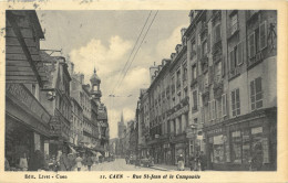 Cp CAEN 14 - 1928 - Rue St Jean Et Le Campanile (commerce) Edit. Livet - Caen