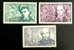 1951 FRANCE N 908 / 909 / 910 - VERLAINE - RIMBAUD - BAUDELAIRE - NEUF** - Ungebraucht