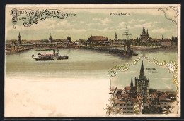 Lithographie Konstanz, Partie Am Hafen, Münster  - Konstanz