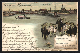 Lithographie Konstanz, Stadtpanorama Mit Froschchor  - Konstanz