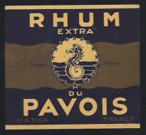 Ancienne Etiquette Rhum Extra Du Pavois Matha France "hippocampe" - Rum