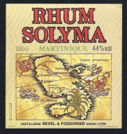 Etiquette Rhum Solyma Martinique 100cl 44% Distillerie Revel & Fossorier - Rhum