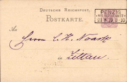 604310 | Schlesien, Ganzsache 1879 Mit Der Seltenen Entwertung  | Penzig (Kreis Görlitz N.Schl.), -, - - Cartas & Documentos