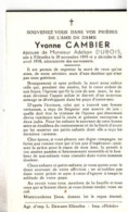 Ellezelles 1895 - 1958 , Yvonne Cambier - Décès