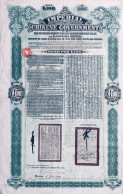 1911 - Imperial Chinese Government - 5 % Tientsing Pukow Railway - Avec Coupons 100 Livres - Chemin De Fer & Tramway