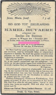 Huvaere Karel Deblauwe  Wingene 1864 Bidprentje Doodsprentje - Godsdienst & Esoterisme