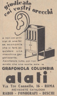 Grafonola Columbia - ALATI - Roma - Pubblicità D'epoca - 1930 Advertising - Publicités