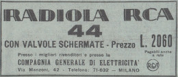 Radiola RCA 44 Con Valvole Schermate - Pubblicità D'epoca - 1930 Old Ad - Publicités