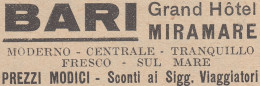 Grand Hotel Miramare - Bari - 1931 Pubblicità Epoca - Vintage Advertising - Publicités