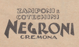 Zamponi E Cotechini NEGRONI - 1931 Pubblicità Epoca - Vintage Advertising - Publicités