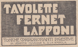 Tavolette Fernet Lapponi - 1931 Pubblicità Epoca - Vintage Advertising - Publicités