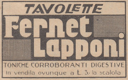 Tavolette Fernet Lapponi - 1931 Pubblicità Epoca - Vintage Advertising - Publicités