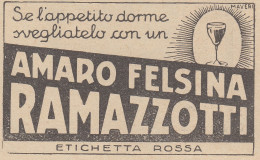 Amaro Felsina RAMAZZOTTI - 1931 Pubblicità Epoca - Vintage Advertising - Publicités