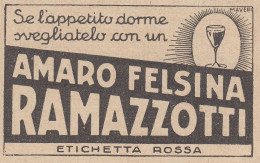 Amaro Felsina RAMAZZOTTI - 1931 Pubblicità Epoca - Vintage Advertising - Publicités