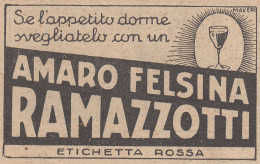 Amaro Felsina RAMAZZOTTI - 1931 Pubblicità Epoca - Vintage Advertising - Publicités