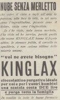 Cioccolatino Purgativo KINGLAX - 1926 Pubblicità - Vintage Advertising - Advertising