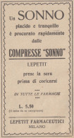 Compresse SONNO Lepetit - 1926 Pubblicità Epoca - Vintage Advertising - Publicités